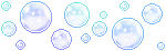 A divider featuring pixel art of floating bubbles.