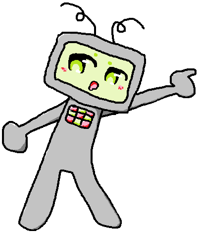 A picture of Byt, the computer headed mascot, pointing towards the enter button.